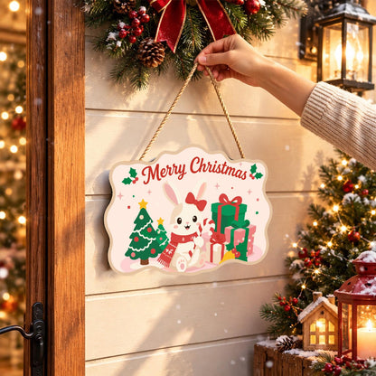 Snow Bunny with a Candy Cane paint by numbers hanging sign – image 14