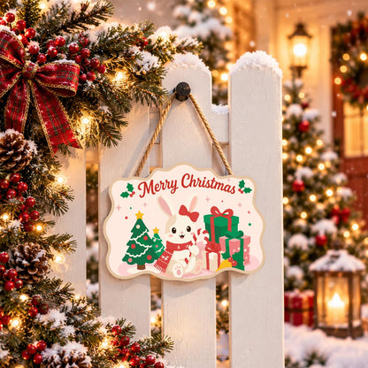Snow Bunny with a Candy Cane paint by numbers hanging sign – image 15