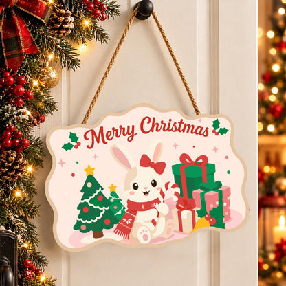 Snow Bunny with a Candy Cane paint by numbers hanging sign – image 16