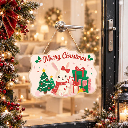 Snow Bunny with a Candy Cane paint by numbers hanging sign – image 17