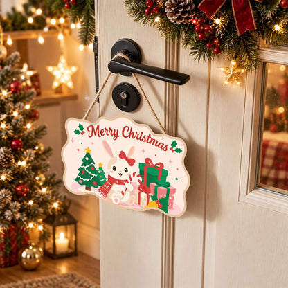 Snow Bunny with a Candy Cane paint by numbers hanging sign – image 18