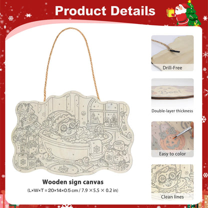 Elf Spa Soak with Cucumbers paint by numbers hanging sign – image 5