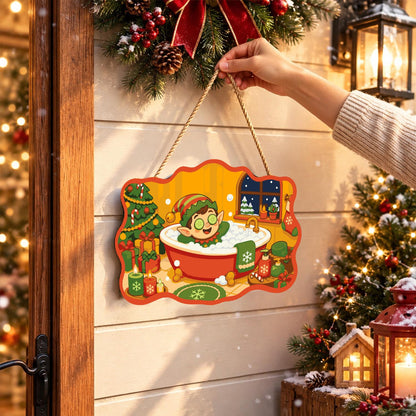 Elf Spa Soak with Cucumbers paint by numbers hanging sign – image 14