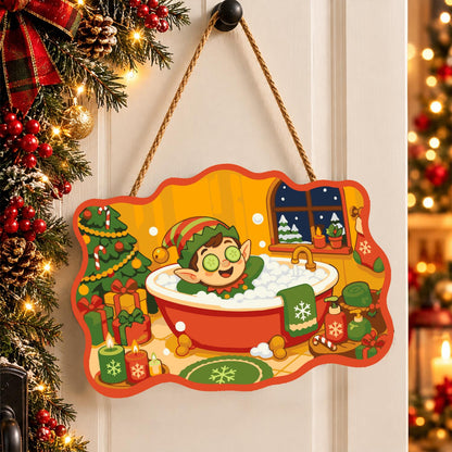 Elf Spa Soak with Cucumbers paint by numbers hanging sign – image 16
