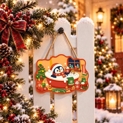 Penguin's Santa Hat Bubble Bath paint by numbers hanging sign – image 15