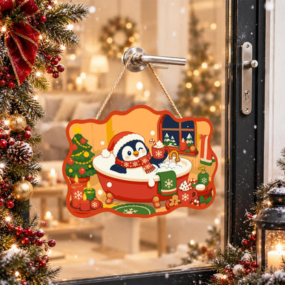 Penguin's Santa Hat Bubble Bath paint by numbers hanging sign – image 17