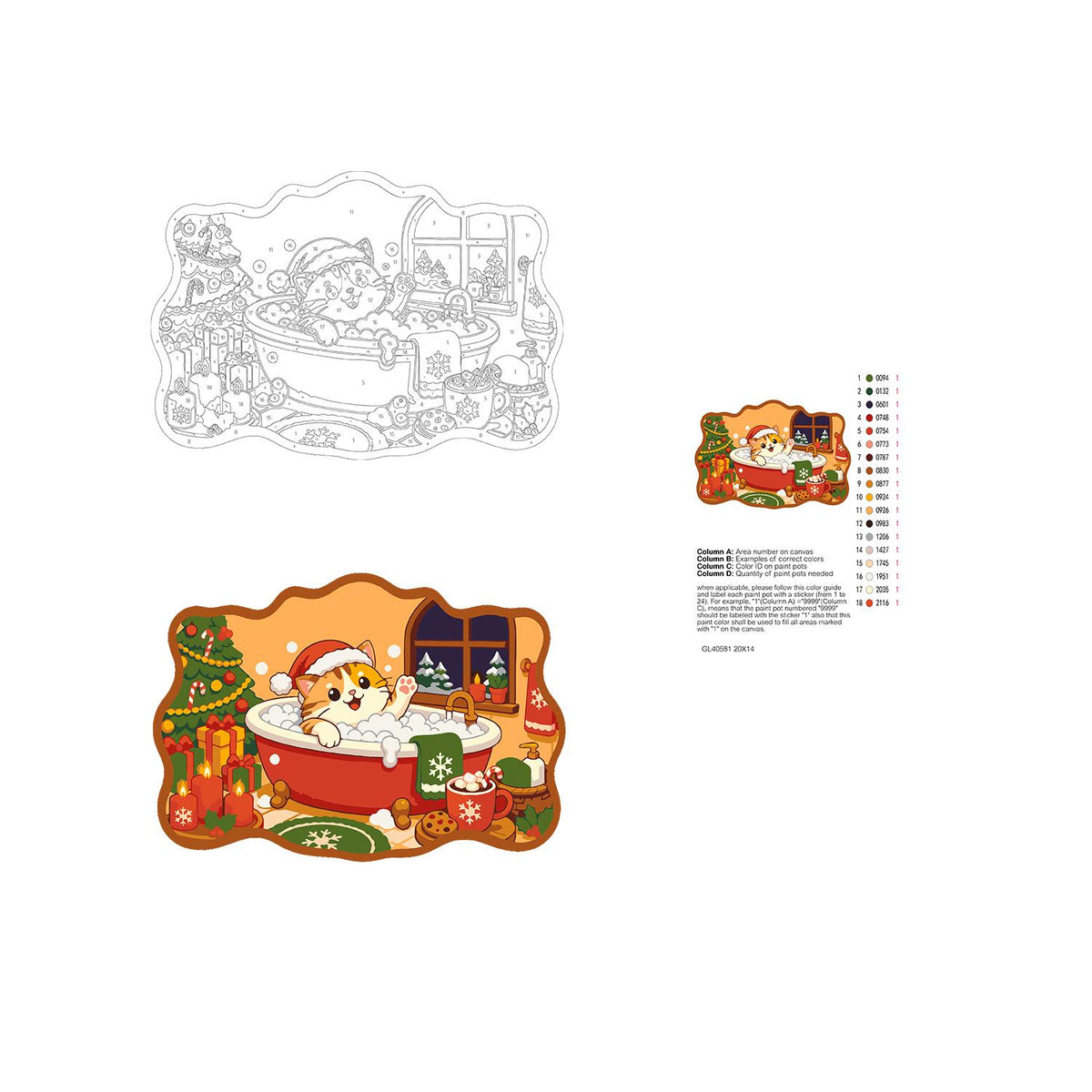 Ginger Cat in the Suds paint by numbers hanging sign – image 19