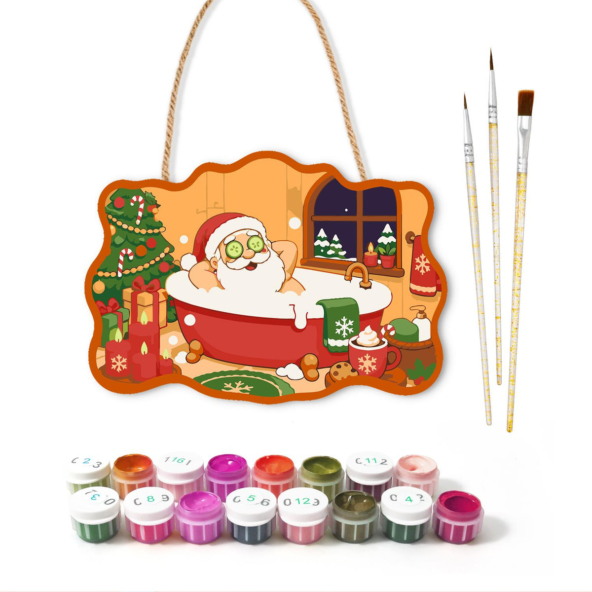 Beard-Deep Santa Bubble Bath paint by numbers hanging sign – image 2