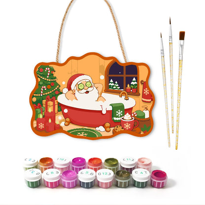 Beard-Deep Santa Bubble Bath paint by numbers hanging sign – image 2