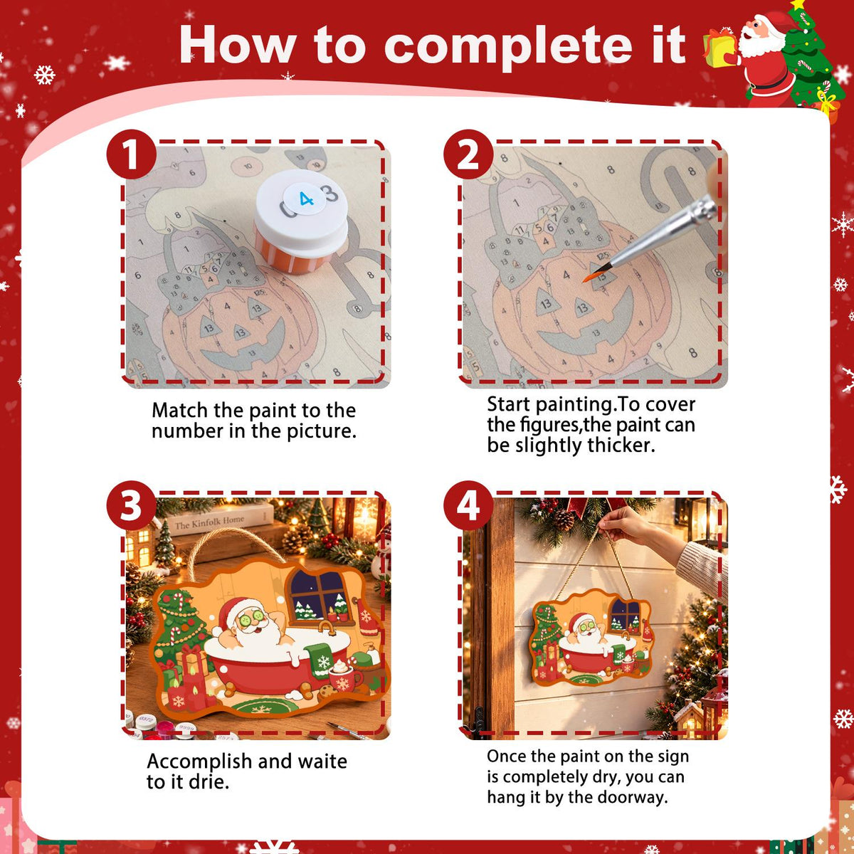Beard-Deep Santa Bubble Bath paint by numbers hanging sign – image 6