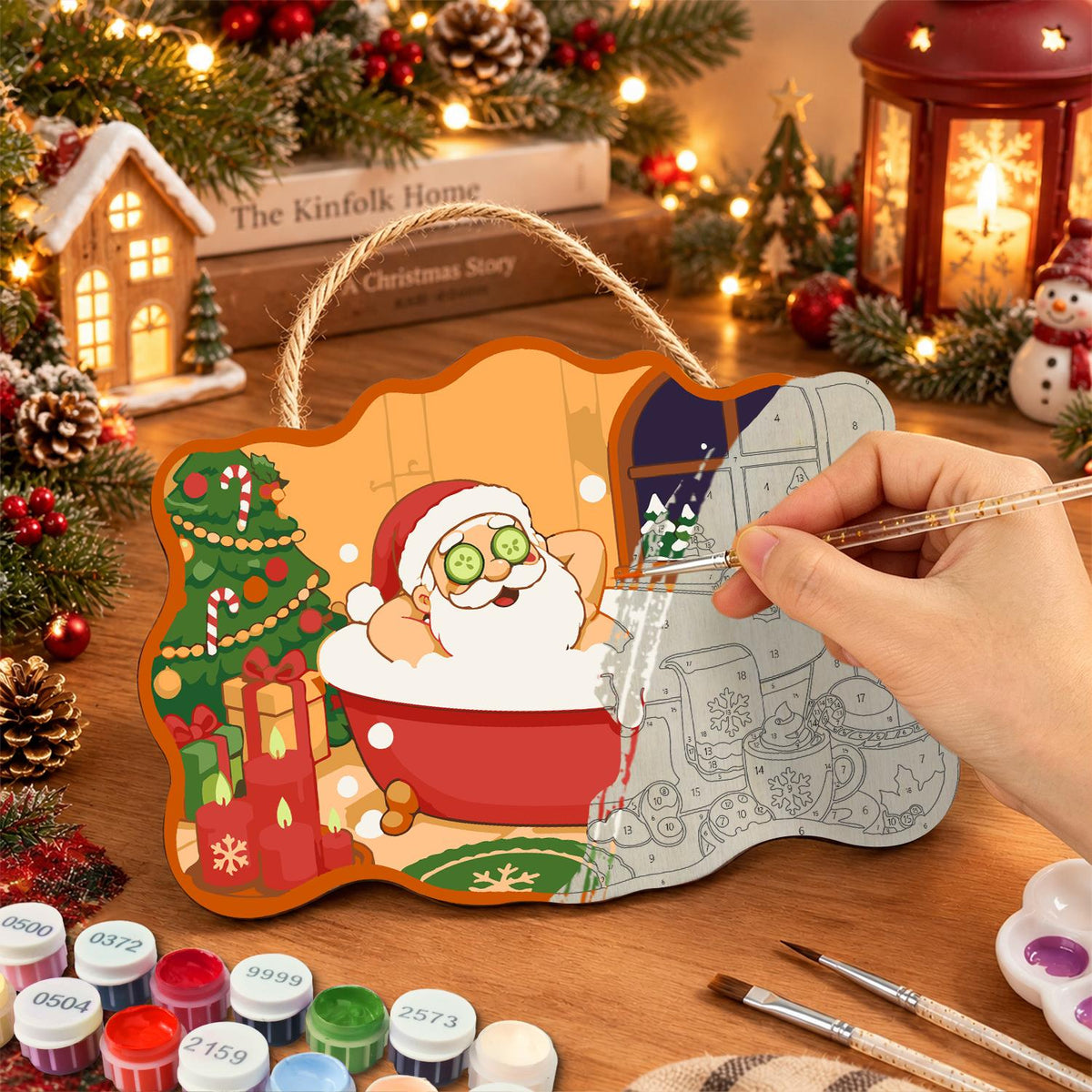 Beard-Deep Santa Bubble Bath paint by numbers hanging sign – image 7