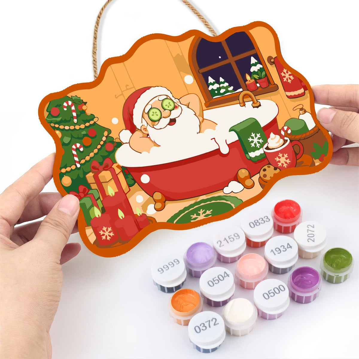 Beard-Deep Santa Bubble Bath paint by numbers hanging sign – image 9