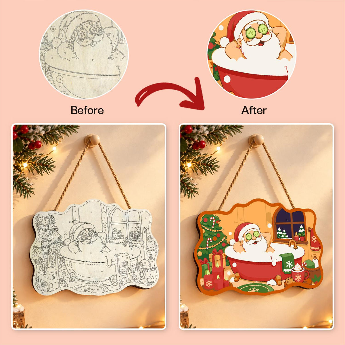 Beard-Deep Santa Bubble Bath paint by numbers hanging sign – image 10