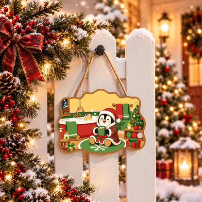 Robed Penguin with Cocoa paint by numbers hanging sign – image 15