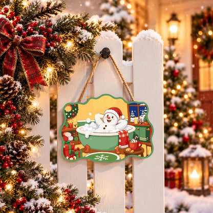 Laid-Back Snowman in a Green Tub paint by numbers hanging sign – image 15