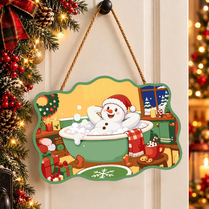 Laid-Back Snowman in a Green Tub paint by numbers hanging sign – image 16