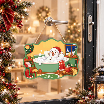 Laid-Back Snowman in a Green Tub paint by numbers hanging sign – image 17