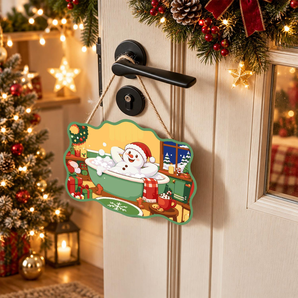 Laid-Back Snowman in a Green Tub paint by numbers hanging sign – image 18
