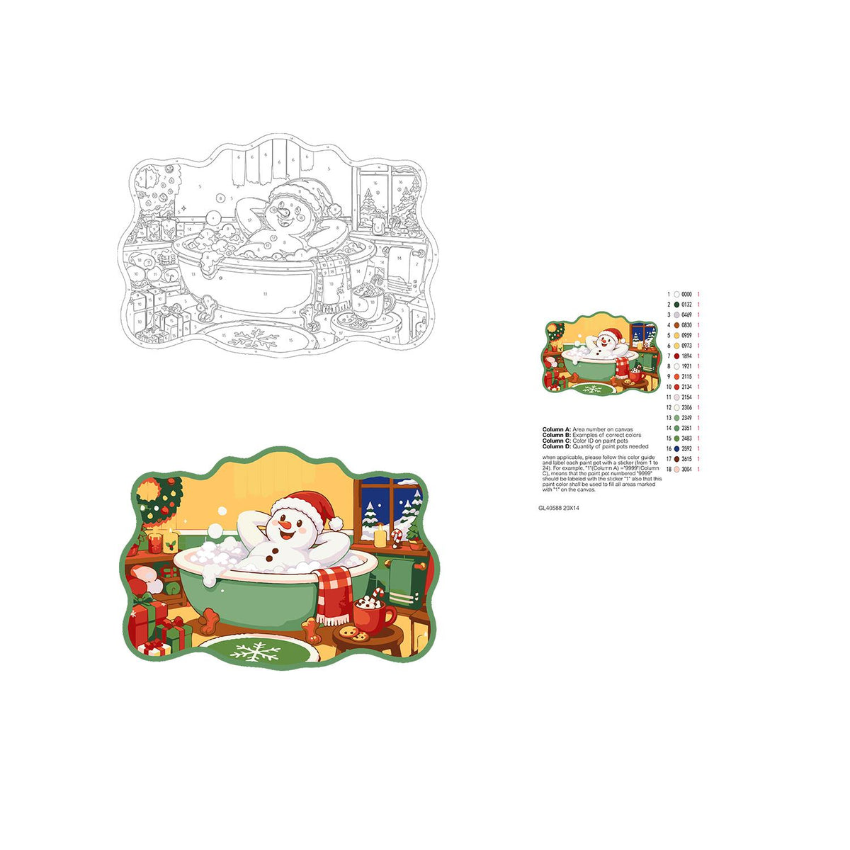 Laid-Back Snowman in a Green Tub paint by numbers hanging sign – image 19