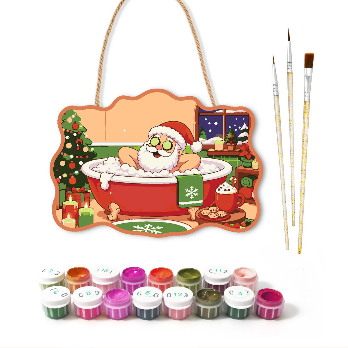 Arms-Wide Santa Spa Soak paint by numbers hanging sign – image 2