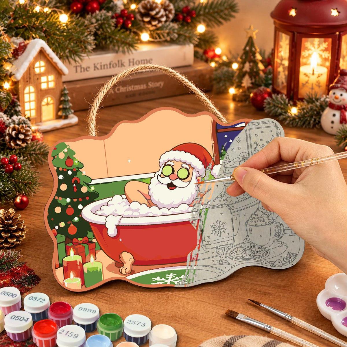 Arms-Wide Santa Spa Soak paint by numbers hanging sign – image 7