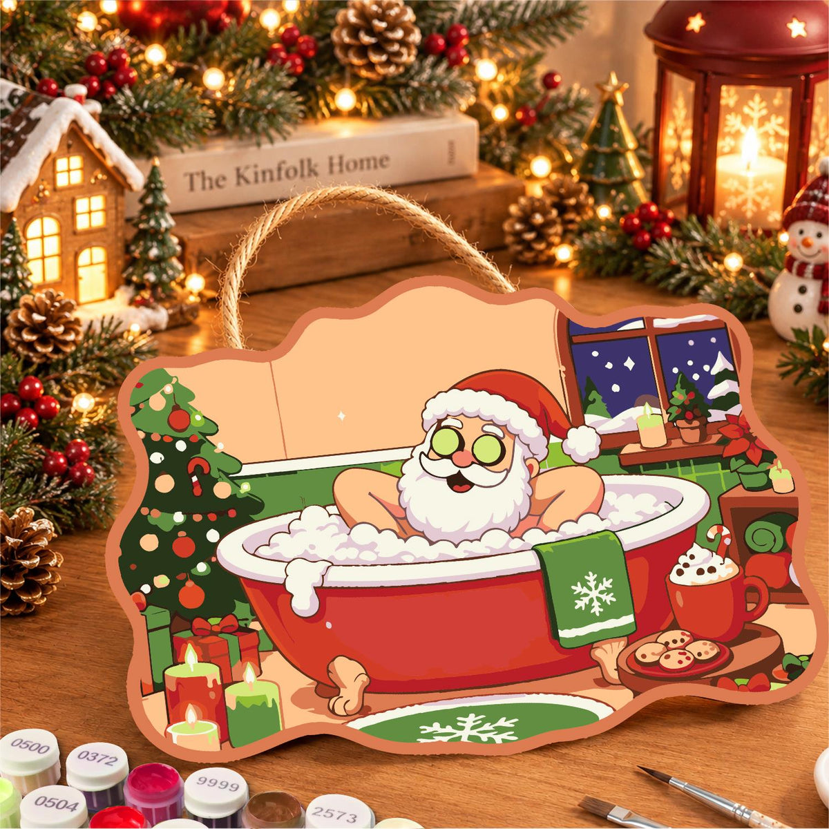 Arms-Wide Santa Spa Soak paint by numbers hanging sign – image 8