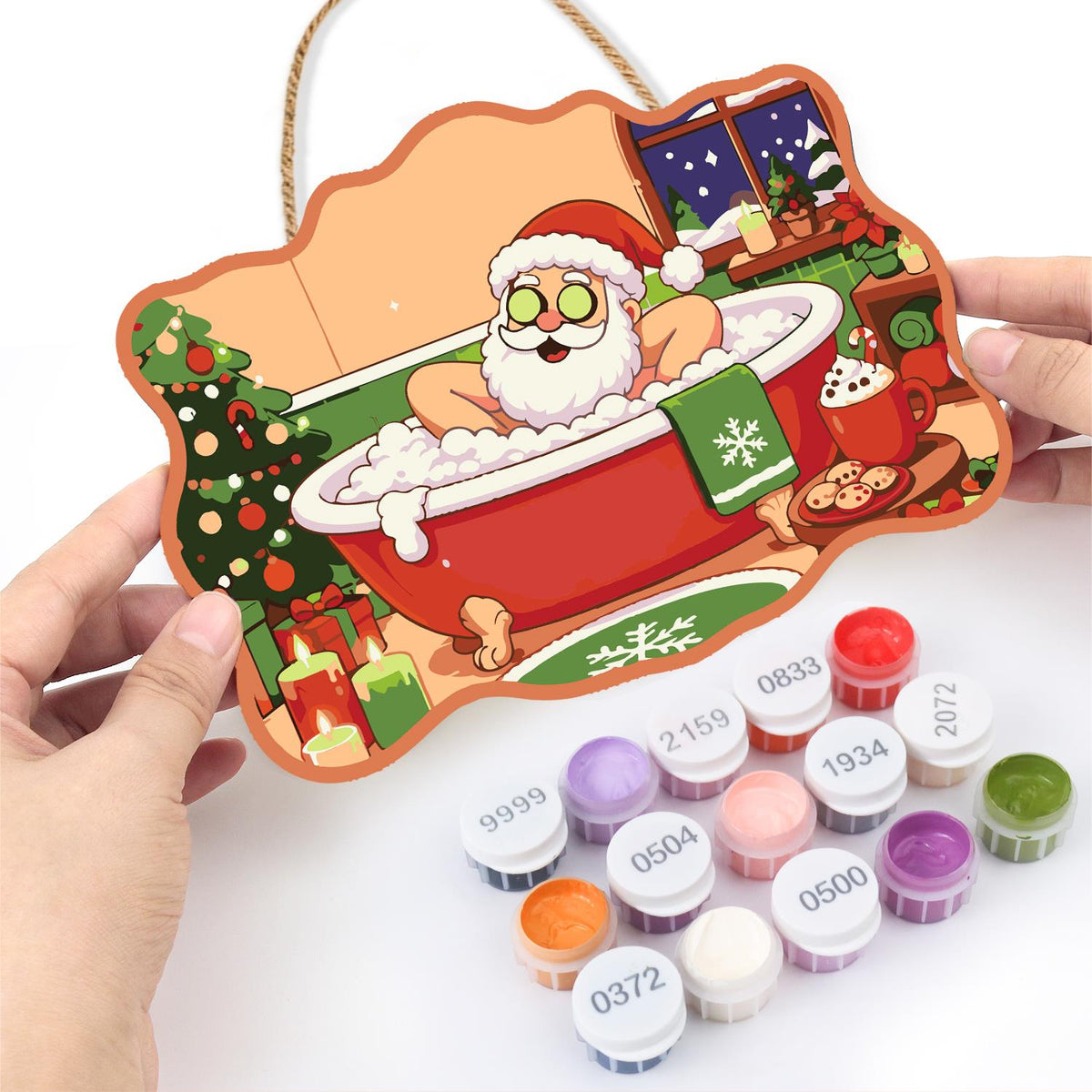 Arms-Wide Santa Spa Soak paint by numbers hanging sign – image 9
