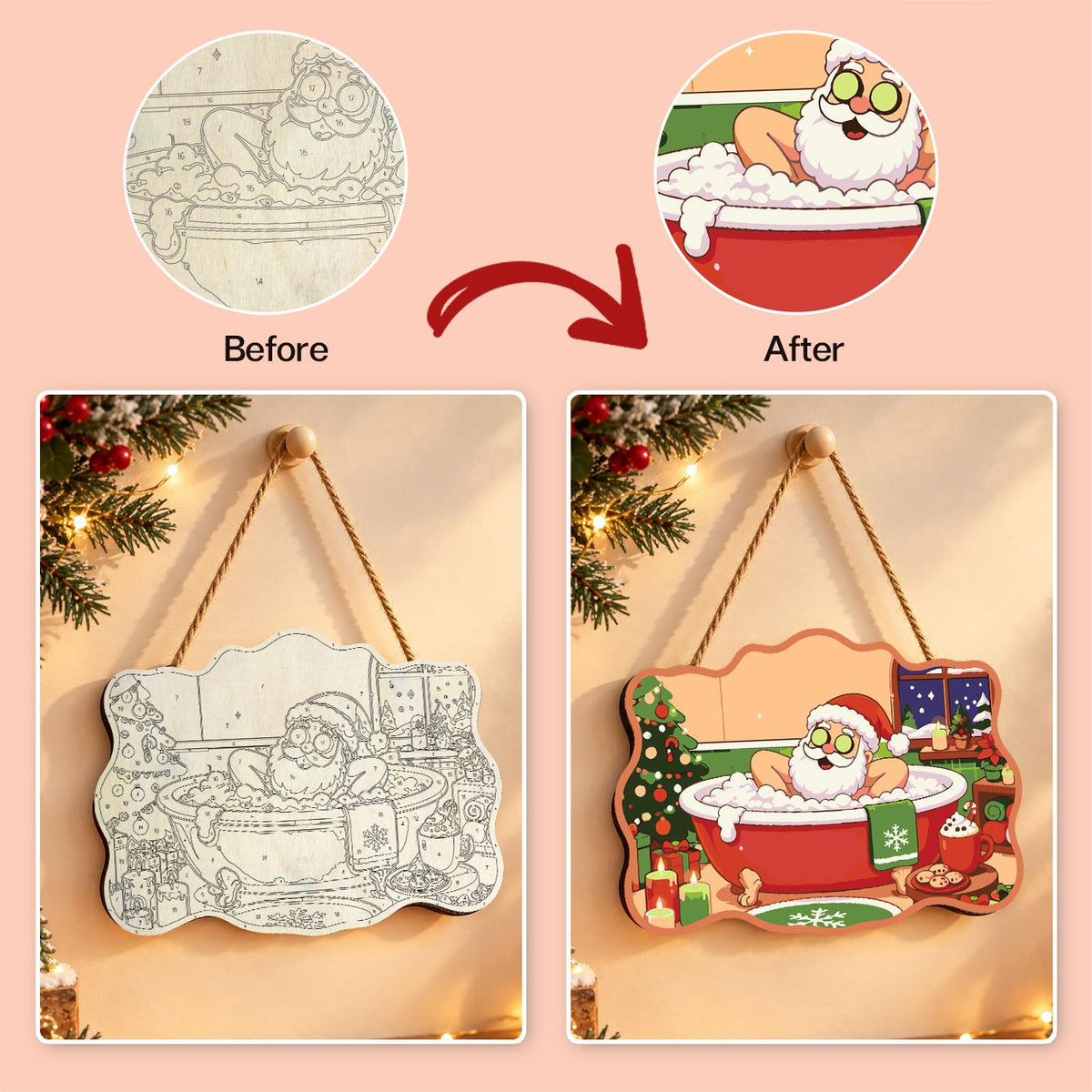 Arms-Wide Santa Spa Soak paint by numbers hanging sign – image 10
