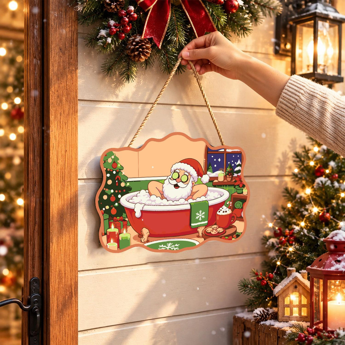 Arms-Wide Santa Spa Soak paint by numbers hanging sign – image 14
