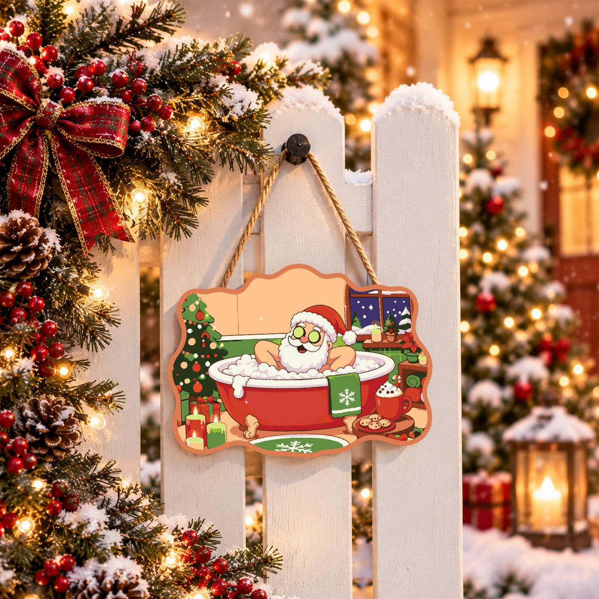 Arms-Wide Santa Spa Soak paint by numbers hanging sign – image 15