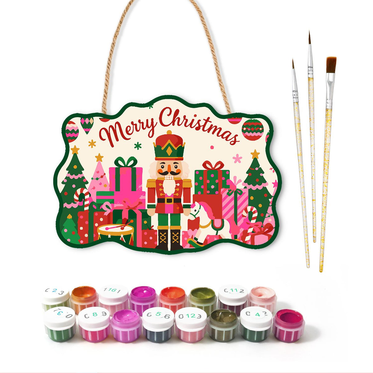 Rocking Horse Nutcracker Toyland paint by numbers hanging sign – image 2