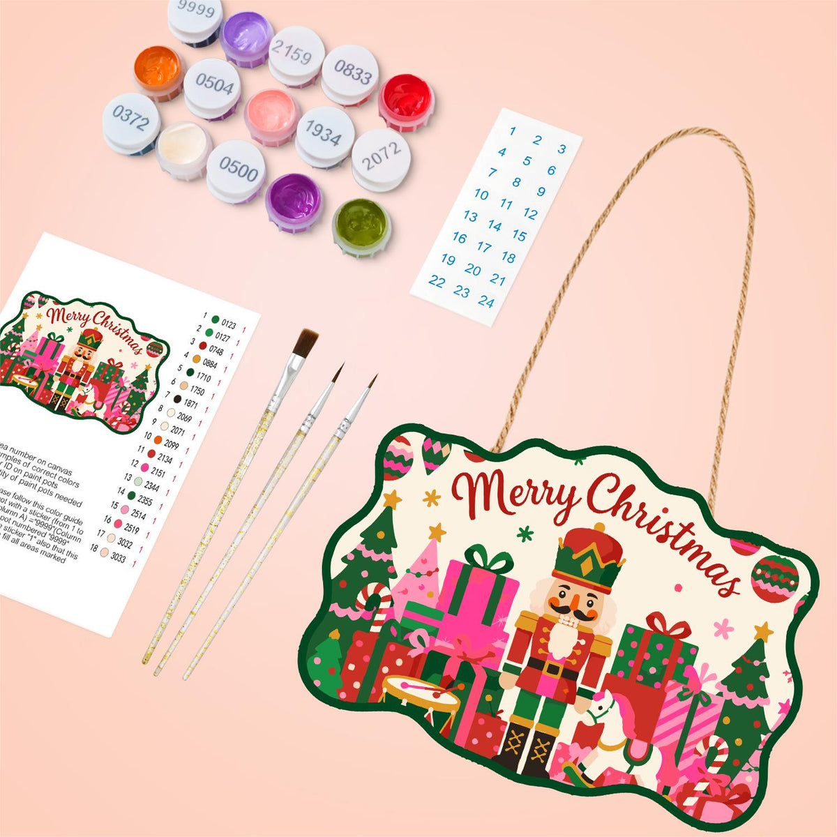 Rocking Horse Nutcracker Toyland paint by numbers hanging sign – image 4