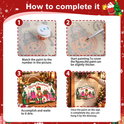 Rocking Horse Nutcracker Toyland paint by numbers hanging sign – image 6
