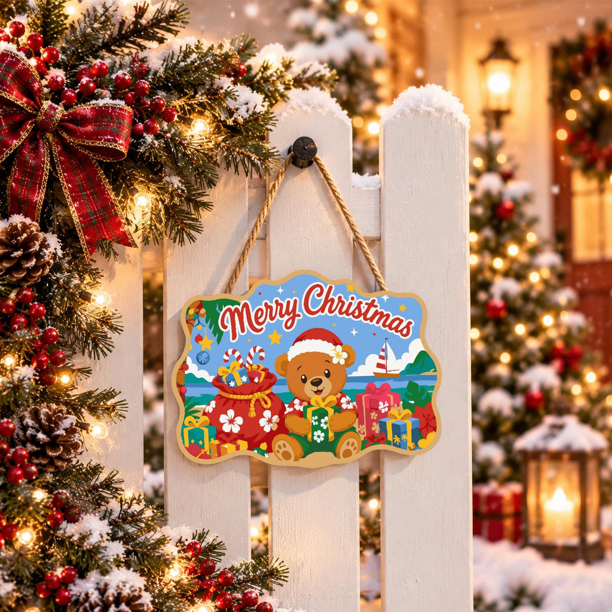 Beachside Teddy with Gift Sack paint by numbers hanging sign – image 15