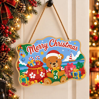Beachside Teddy with Gift Sack paint by numbers hanging sign – image 16