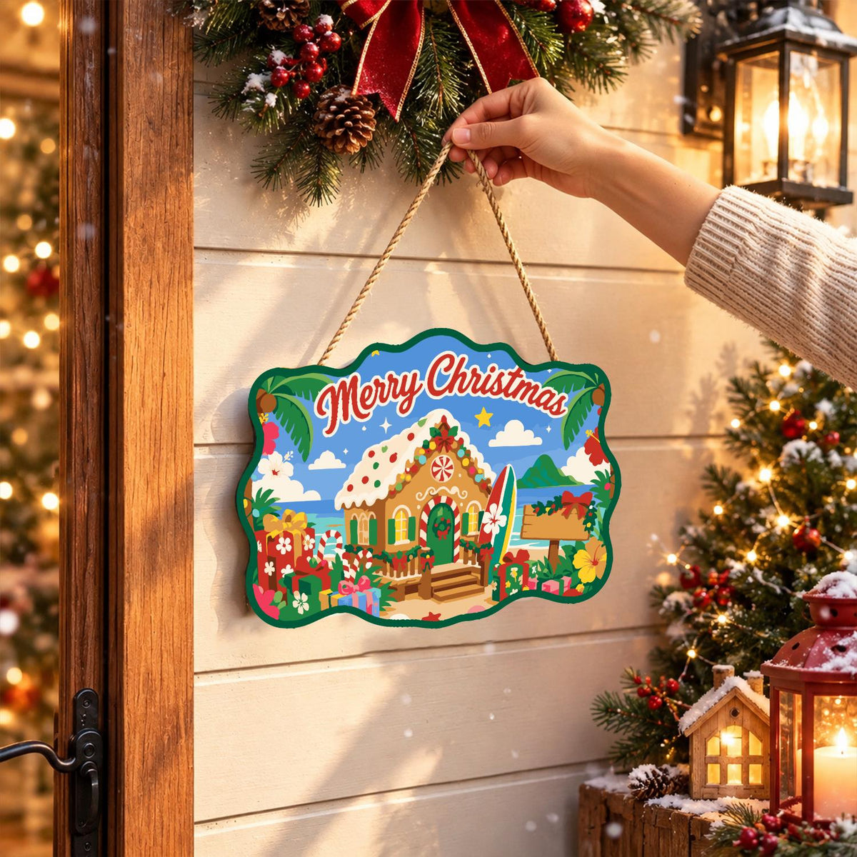 Beachfront Gingerbread Cottage paint by numbers hanging sign – image 14