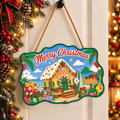 Beachfront Gingerbread Cottage paint by numbers hanging sign – image 16