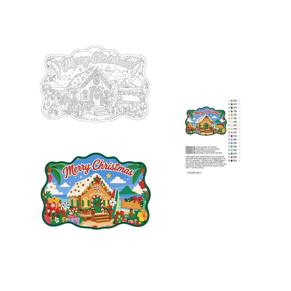 Beachfront Gingerbread Cottage paint by numbers hanging sign – image 19