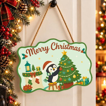 Penguin Trimming the Tree paint by numbers hanging sign – image 16