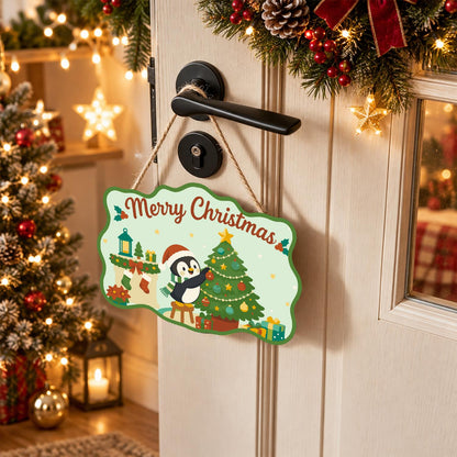 Penguin Trimming the Tree paint by numbers hanging sign – image 18
