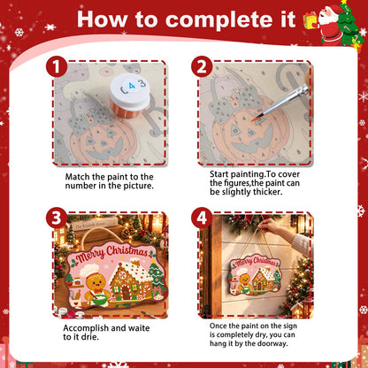 Gingerbread Chef and Candy Cottage paint by numbers hanging sign – image 6