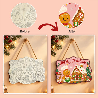 Gingerbread Chef and Candy Cottage paint by numbers hanging sign – image 10