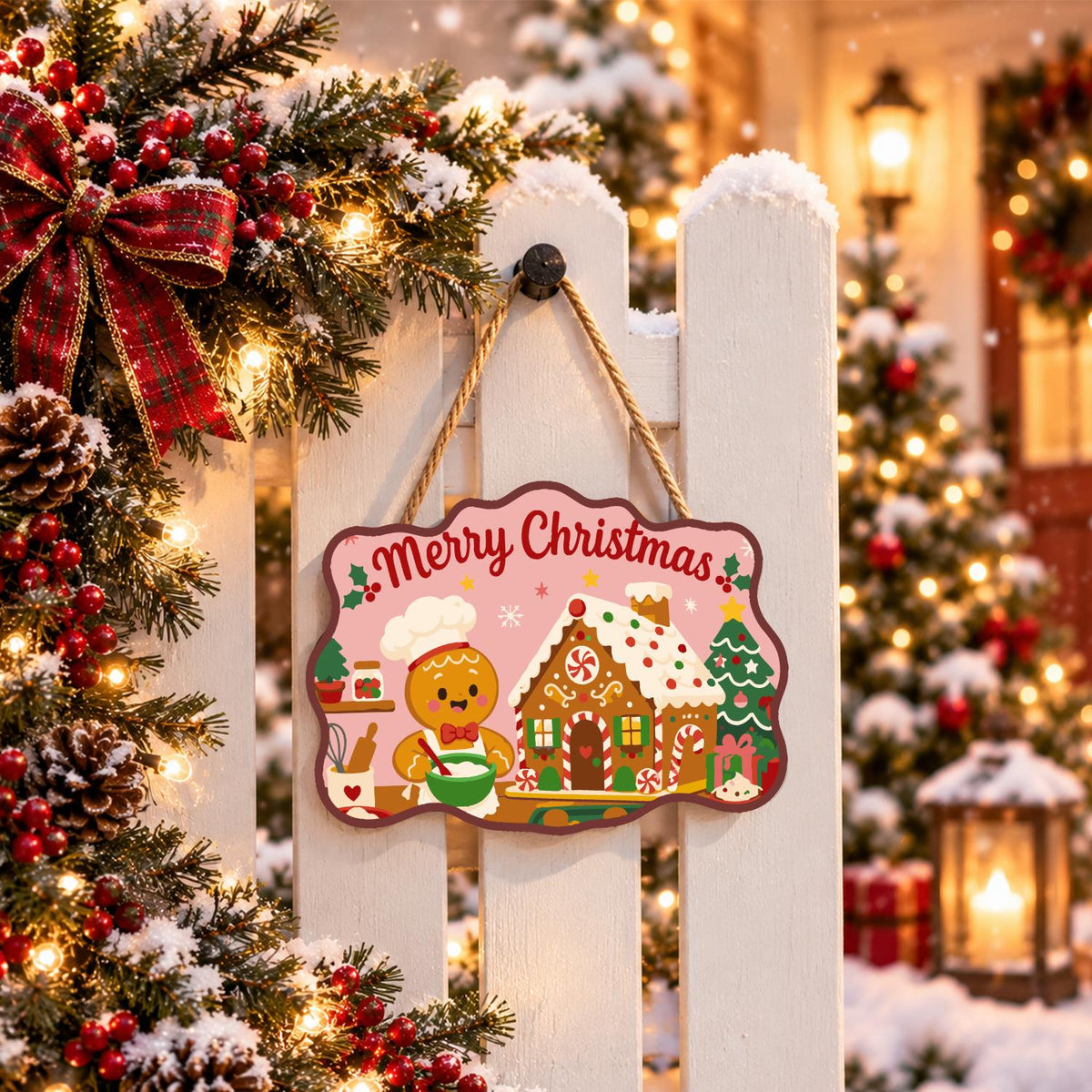Gingerbread Chef and Candy Cottage paint by numbers hanging sign – image 15