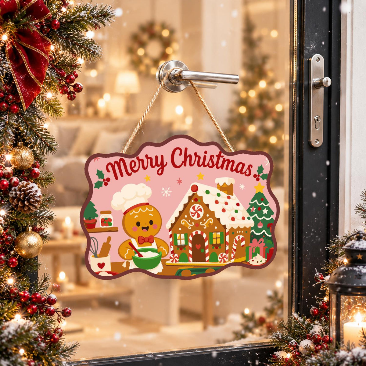 Gingerbread Chef and Candy Cottage paint by numbers hanging sign – image 17