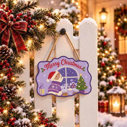 Sweater Cat at the Snowy Window paint by numbers hanging sign – image 15