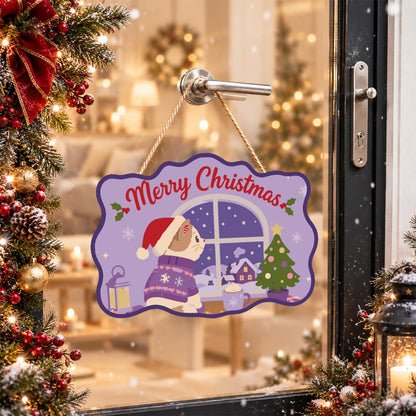 Sweater Cat at the Snowy Window paint by numbers hanging sign – image 17