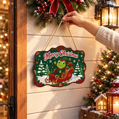 Frog in a Red Sleigh paint by numbers hanging sign – image 14