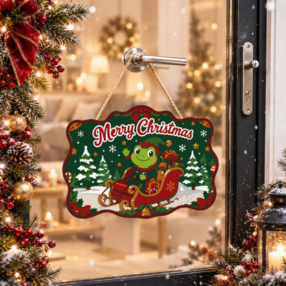 Frog in a Red Sleigh paint by numbers hanging sign – image 17