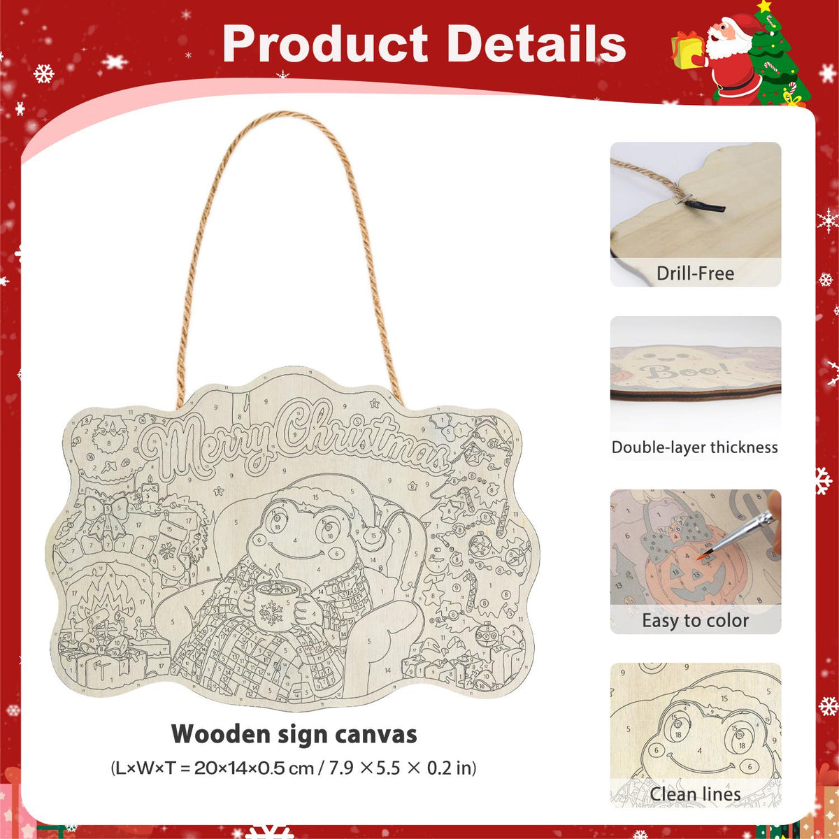 Fireside Frog with Cocoa paint by numbers hanging sign – image 5