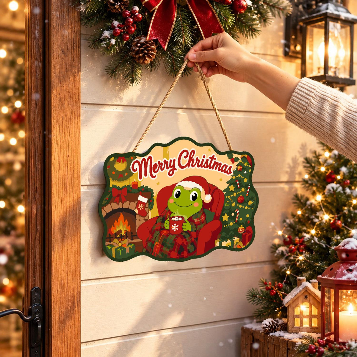 Fireside Frog with Cocoa paint by numbers hanging sign – image 14